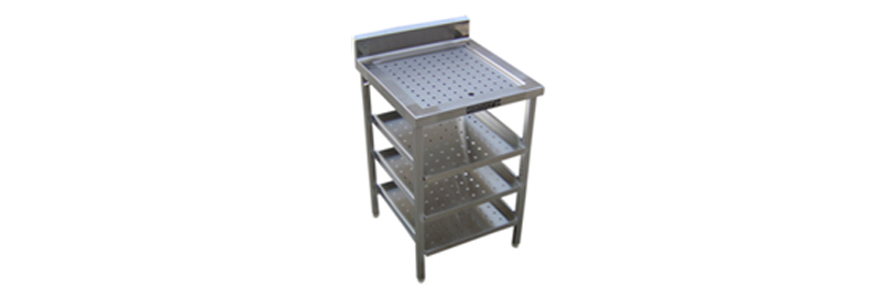 SS Clean Glass Table with Perforated Top