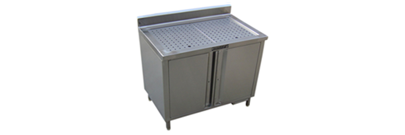 SS Work Station with Liquor Storage Lockable Cabinet